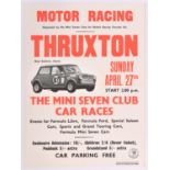 A rare original late 1960's motor racing poster. 'Motor Racing Thruxton Sunday April 27th The Mini