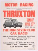 A rare original late 1960's motor racing poster. 'Motor Racing Thruxton Sunday April 27th The Mini