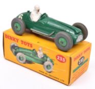 Dinky Toys Cooper-Bristol (233). In dark green with mid green wheels with grey tyres, RN6. Boxed,
