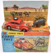 Corgi Toys Volkswagen 1200 East African Safari Trim (256). In orange with sticker to bonnet, RN18,