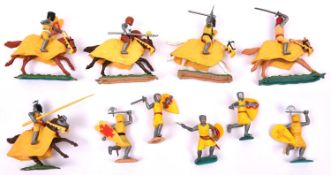 10x Timpo Swoppet knights. 5x mounted knights carrying shields and weaponry primarily yellow