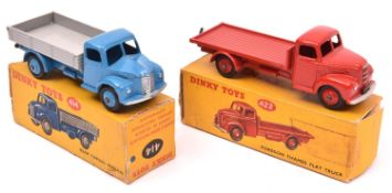 2 Dinky Toys. Dodge Rear Tipping Wagon (414). Cab and chassis in mid blue with mid blue wheels and
