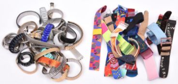 52 Swatch watch straps. 16x vintage wide fabric straps, including Official Timekeeper for the 1996