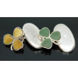 A pair of Irish silver cufflinks, each formed as a three leaf clover, sponsor's mark J.C & S, Dublin