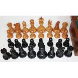 A complete Jaques & Son Staunton pattern chess set, weighted boxwood and ebony pieces, both kings