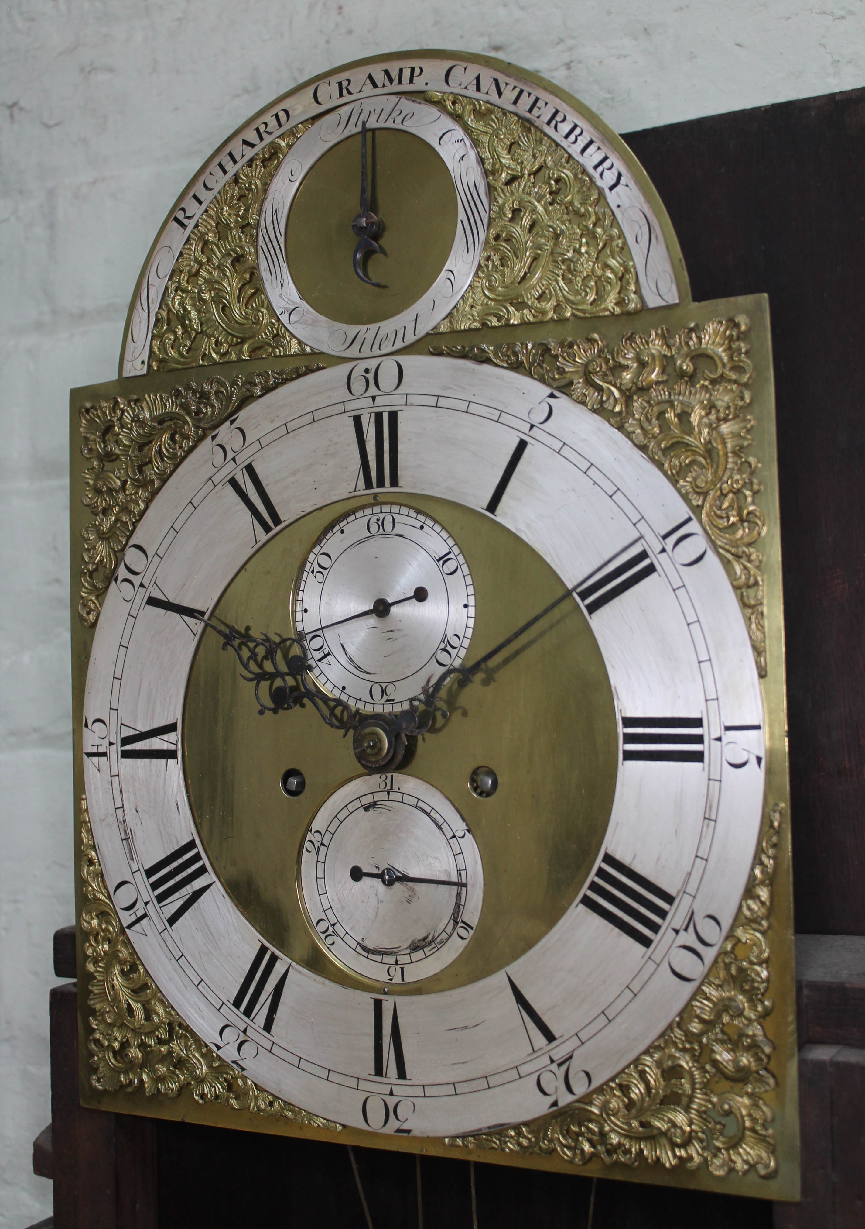 A George III 8 day mahogany long case clock, broken swan neck pediment with single brass finial, - Image 6 of 7