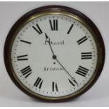 A Victorian mahogany cased wall clock, the 16" dial painted with Roman numerals and signed J. Ward