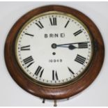 An oak cased British Rail North Eastern Region wall clock, 12" re-painted dial, marked 'BR(NE) -