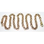 A hallmarked 9ct gold link chain, length 56cm, wt. 63.78g.