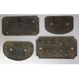 A group of four cast wagon plates including London North Eastern, Midland, North Eastern and