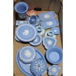 A box of Wedgwood, mainly Jasper ware, approximately 23 pieces.
