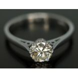 A diamond solitaire ring, the round brilliant cut stone weighing approx. 0.67 carats (estimated)