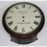 A 19th century fusee wall clock, the 10" convex dial signed 'Keeling 5 Webber St Blackfriars