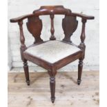 A Georgian mahogany corner chair, height 85cm.