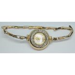 A vintage 9ct gold and diamond Leijona ladies wristwatch with 15 jewel AS cal.970 manual wind