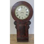 A mahogany tavern type drop dial wall clock, second quarter of the 19th century with 12" convex dial