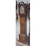 A George III 8 day mahogany long case clock, broken swan neck pediment with single brass finial,