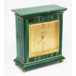 A Dunhill malachite clock, height 7.7cm.