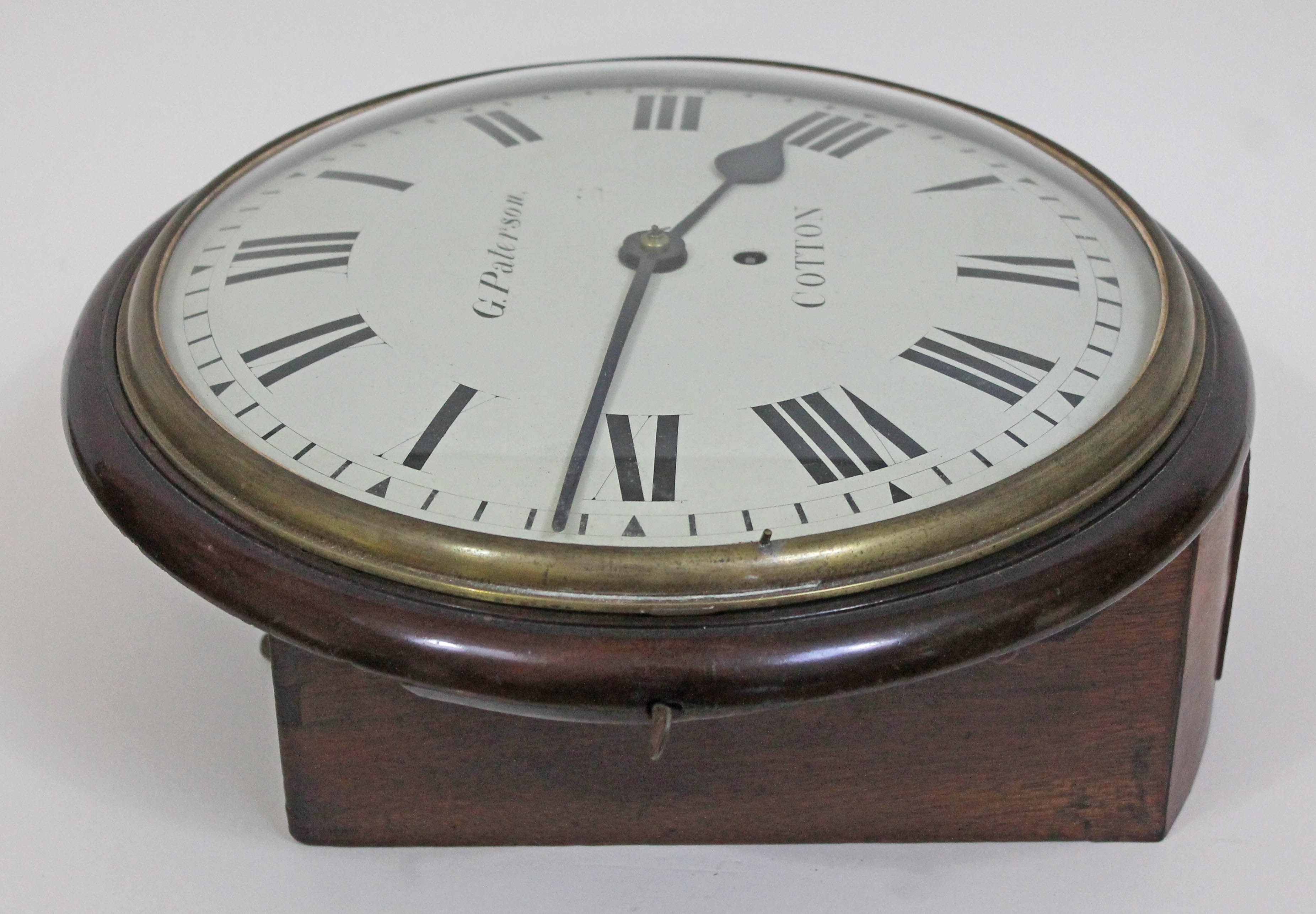 A 19th century mahogany cased wall clock, 12" painted dial with Roman numerals and signed G. - Image 2 of 6