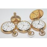 Three gold plated pocket watches for repair comprising a J.W. Benson, Zenith full hunter & Lanco