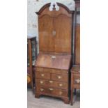 A Queen Anne style walnut cabinet bureau, width 81cm, depth 48cm & height 211cm. Condition - good,