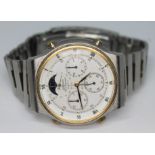 A vintage stainless steel Seiko Chronograph Quartz Sports 100M 7A48-7000 having signed white dial