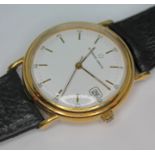 A 1980s gold plated Eterna Matic automatic wristwatch with signed white dial, gold hands and hour