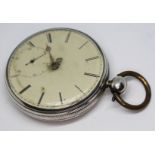 A 19th century hallmarked silver pocket watch, the gilded movement inscribed for Edward Evans,