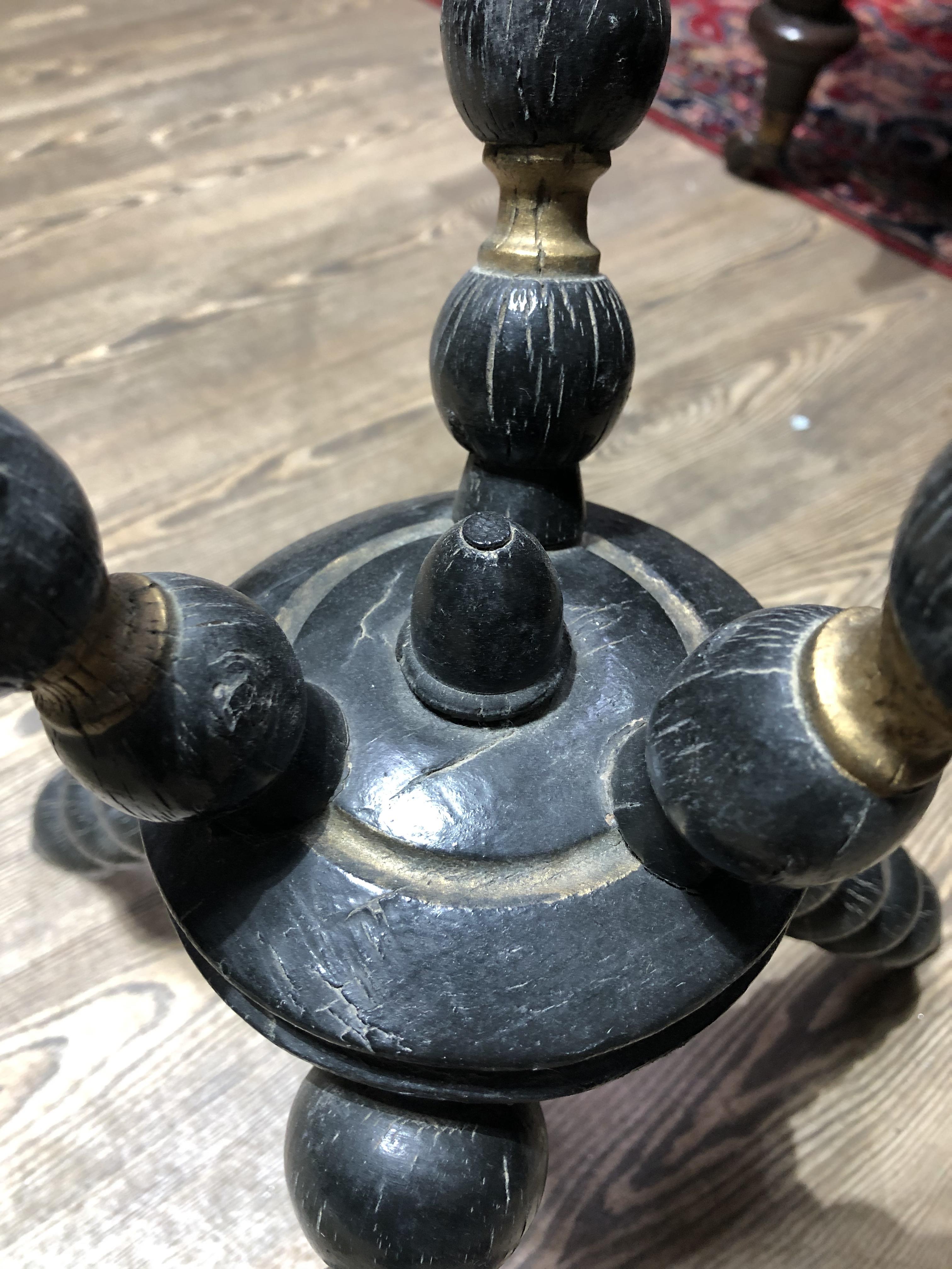 A Victorian parcel gilt and ebonised Gypsy style table, height 66cm. - Image 3 of 7