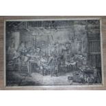 After David Wilkie, interior, engraved ivory panel, 12cm x 8.5cm, bearing signature and label verso.