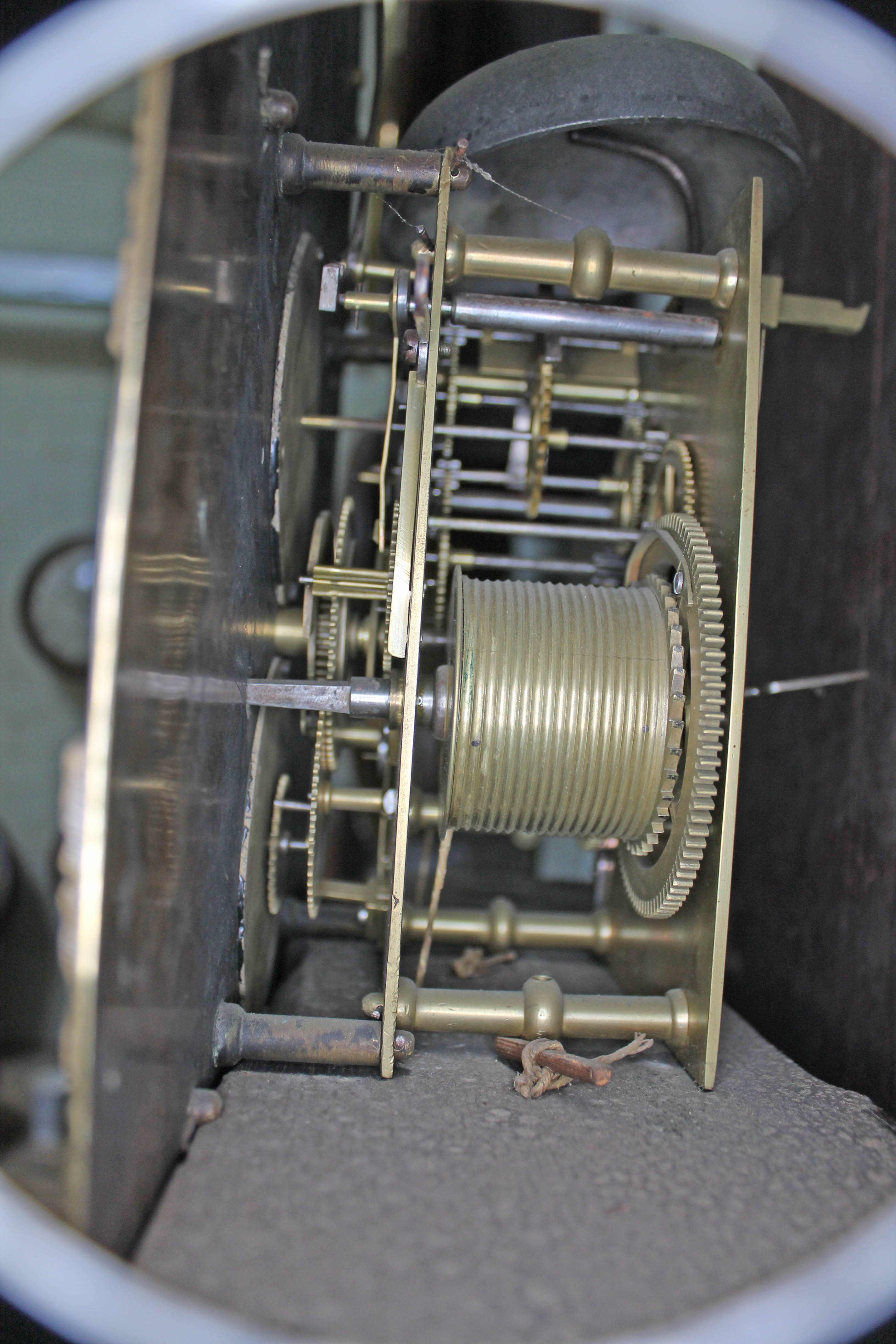 A George III 8 day mahogany long case clock, broken swan neck pediment with single brass finial, - Image 4 of 7