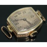 A 1920s Rolex Prima 9ct gold ladies wristwatch having signed guilloche dial with Arabic numerals and
