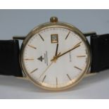 A 9ct gold 1980s British Aerospace presentation quartz wristwatch having signed champagne dial, gold