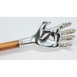 An Elizabeth II silver back scratcher with wooden handle, Whitehill Silver & Plate Co, Birmingham