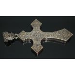 A Russian niello silver orthodox cross, marks indistinct, length 75mm, wt. 18.65g.