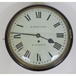 A 19th century mahogany cased wall clock, 12" painted dial with Roman numerals and signed G.