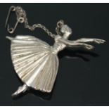 A vintage silver brooch formed as a dancing ballerina designed by Frederick Massingham for DH