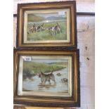 F.N. Drake, a pair of oils on canvas laid on board, dogs in the river scenes, both signed lower