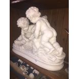 Large composition initation parian ware group of putti Live bidding available via our website, if