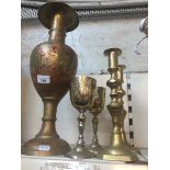 Indain brass vase etc. Live bidding available via our website, if you require P&P please read