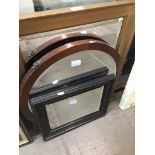 3 bevelled mirrors including vintage circular example Live bidding available via our website, if you