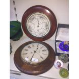 Large clock & barometer (each approx 30cm diameter) Live bidding available via our website, if you