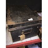 A metal deed box with key Live bidding available via our website, if you require P&P please read