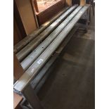 A metal bench, length 144cm. Live bidding available via our website, if you require P&P please