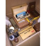 A box of watch makers tools and parts Live bidding available via our website, if you require P&P