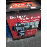 Boxed DeLuxe twin pack coach lights Live bidding available via our website, if you require P&P
