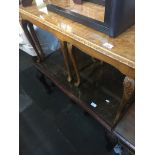 Two sets of reproduction glass top nest of tables and a tripod table Live bidding available via