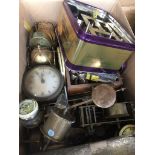 A box of clock mechanisms,clock oil etc Live bidding available via our website, if you require P&P