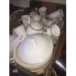 Box of white dinner ware Live bidding available via our website, if you require P&P please read