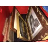 A plastic crate of pictures Live bidding available via our website, if you require P&P please read